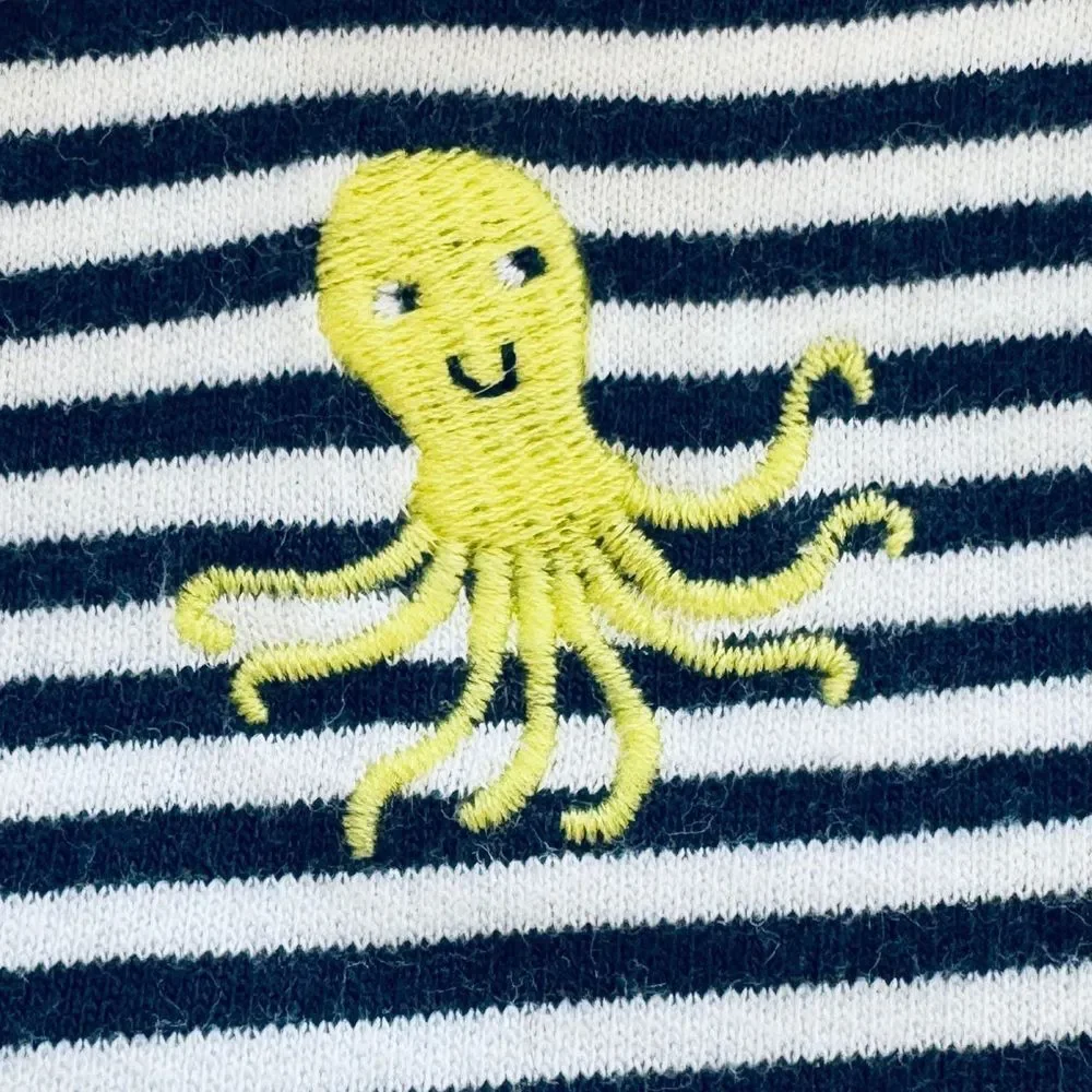 Carter’s Baby Boys Striped Octopus Zip Up Long Sleeve Cotton Hoodie. 3 Months.